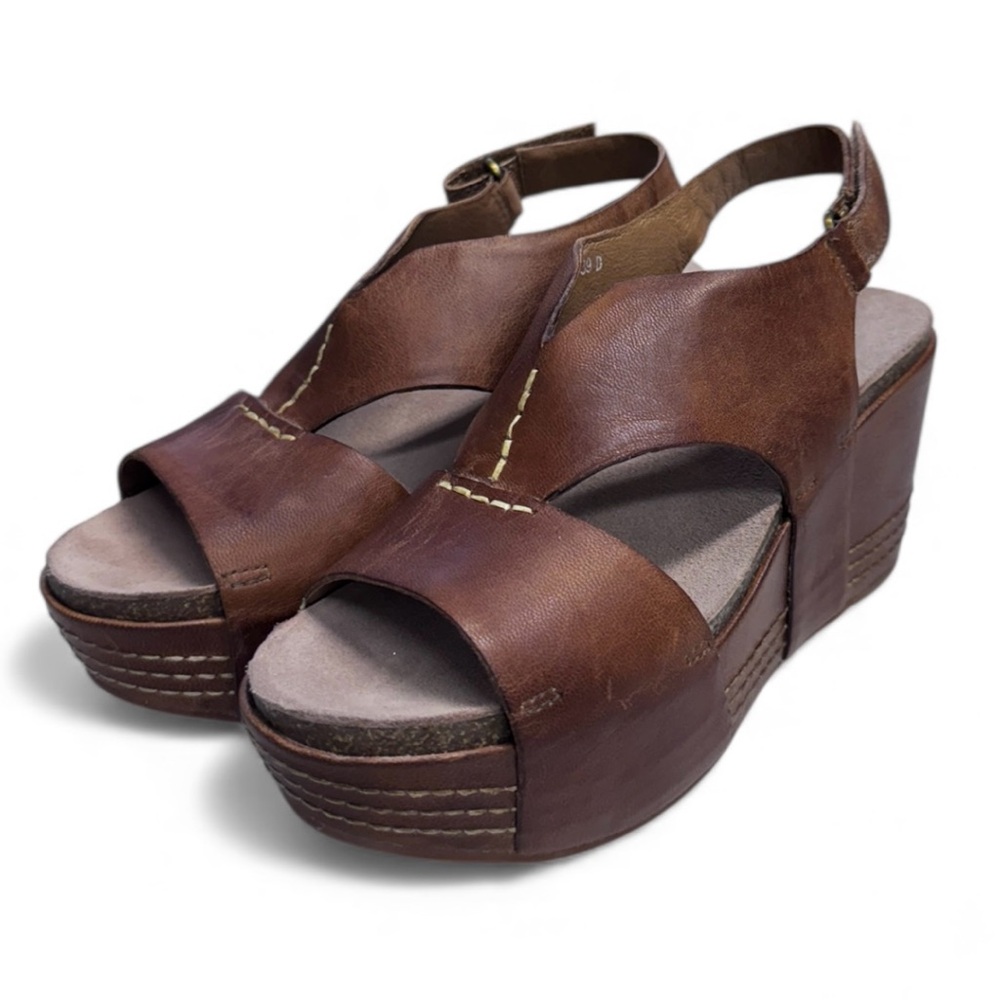 Antelope Collection Rich Brown Leather Platform Sandals Size 39D